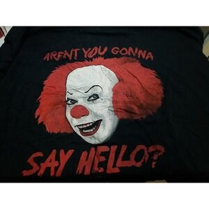 IT The Movie T-Shirt Aren't You Going To Say Hello Print Black Men's 2XL Horror